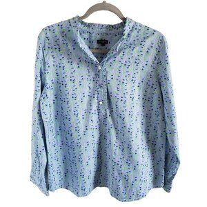Talbots Woman Size LP 1/2 Button Down Blouse with Pleated Collar &  Front Trim